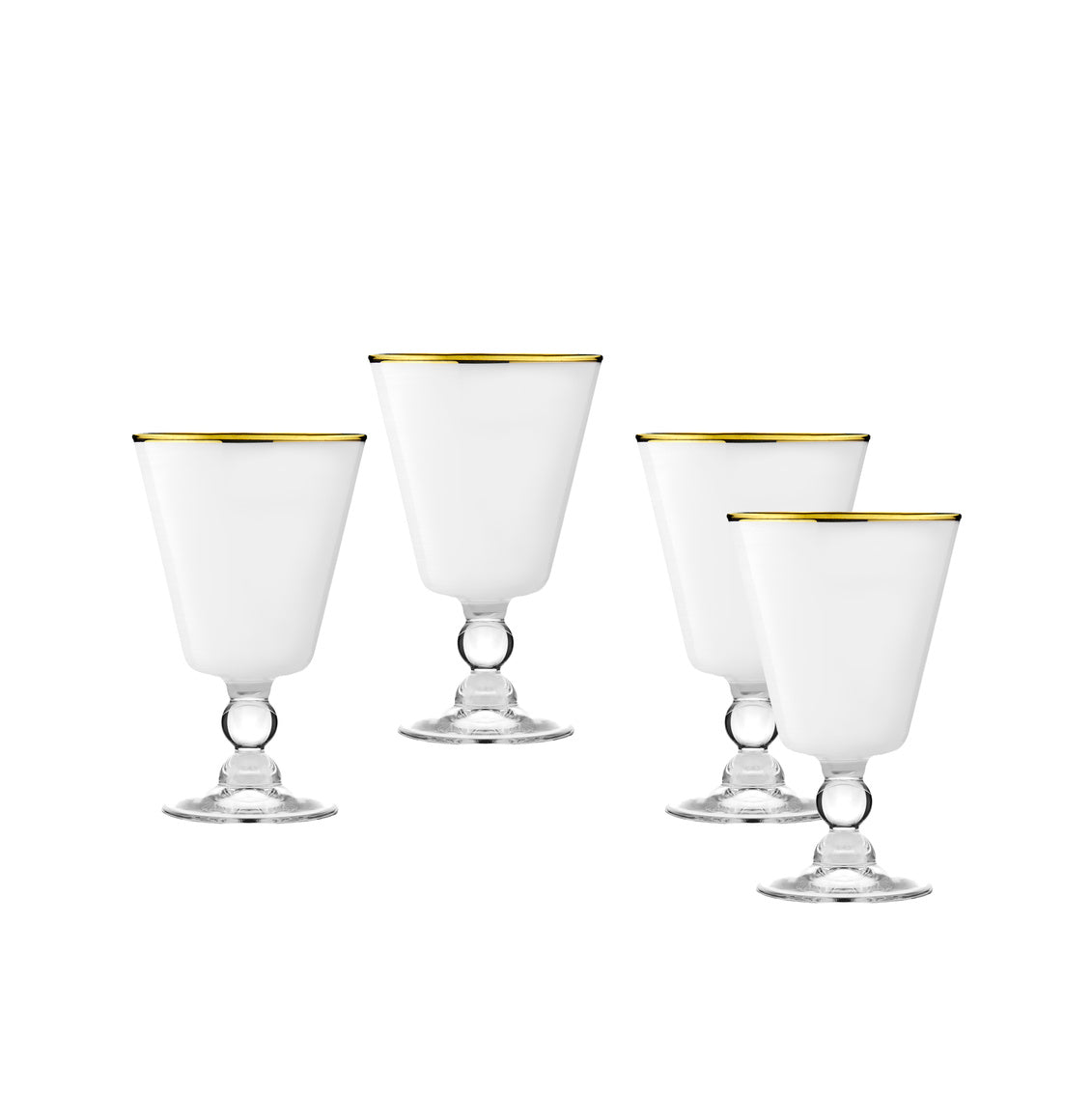 28930 Vitolo Wine Goblet, White & Gold - Set of 4
