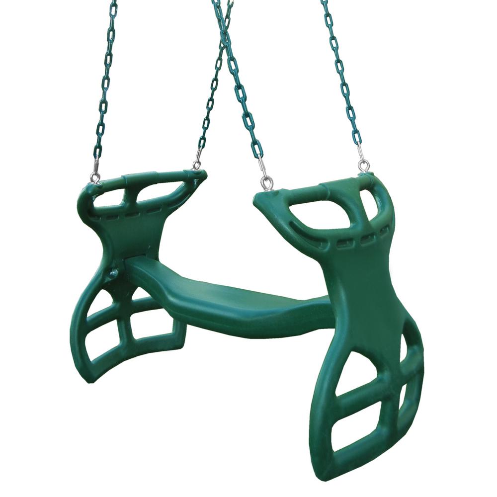 04-0037-g Dual Ride Green Glider Swing With Green Coated Chains