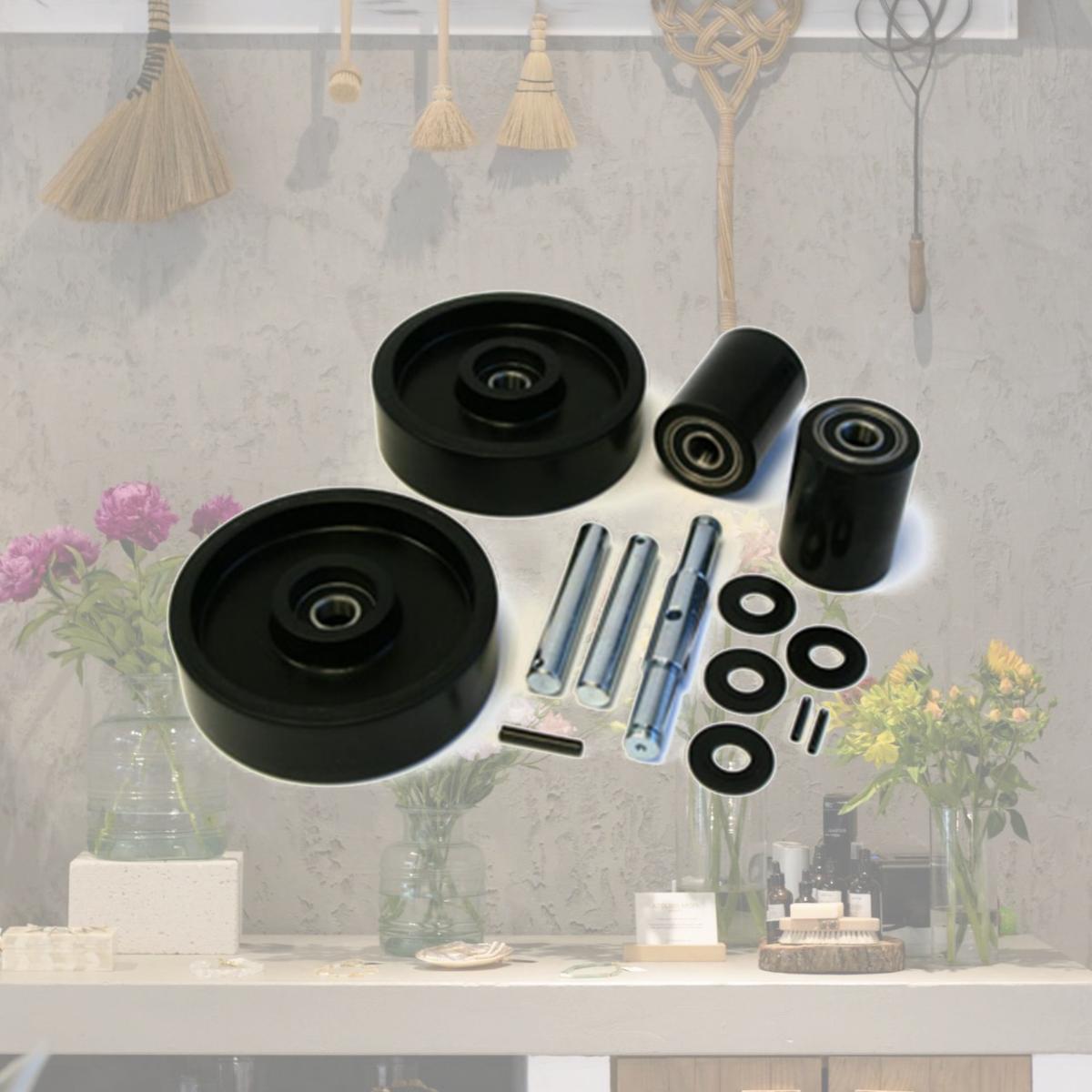 Picture of Dayton GWK-4YX96-CK 4YX96 Complete Wheel Kit for Manual Pallet Jack - Black