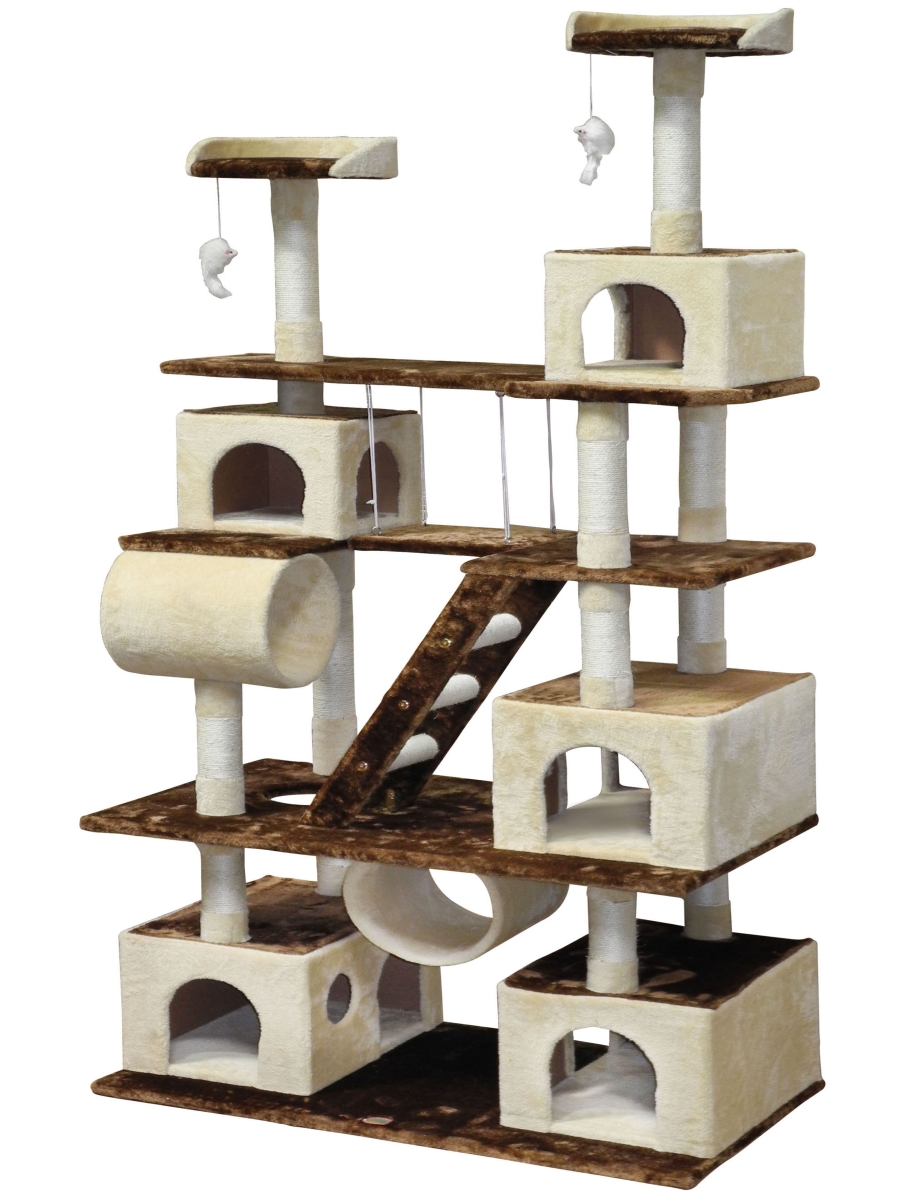 F216 Light Weight Economical Cat Tree Furniture - Brown & Beige