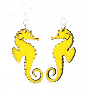 1104 2 X 1 In. Seahorse Earrings, Lemon Yellow