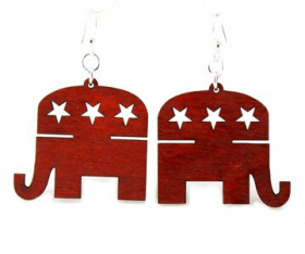 1216 1.5 X 1.4 In. Republican Elephant Earrings, Cherry Red