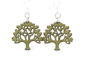 1218 1 X 1.1 In. Oak Tree Earrings, Apple Green