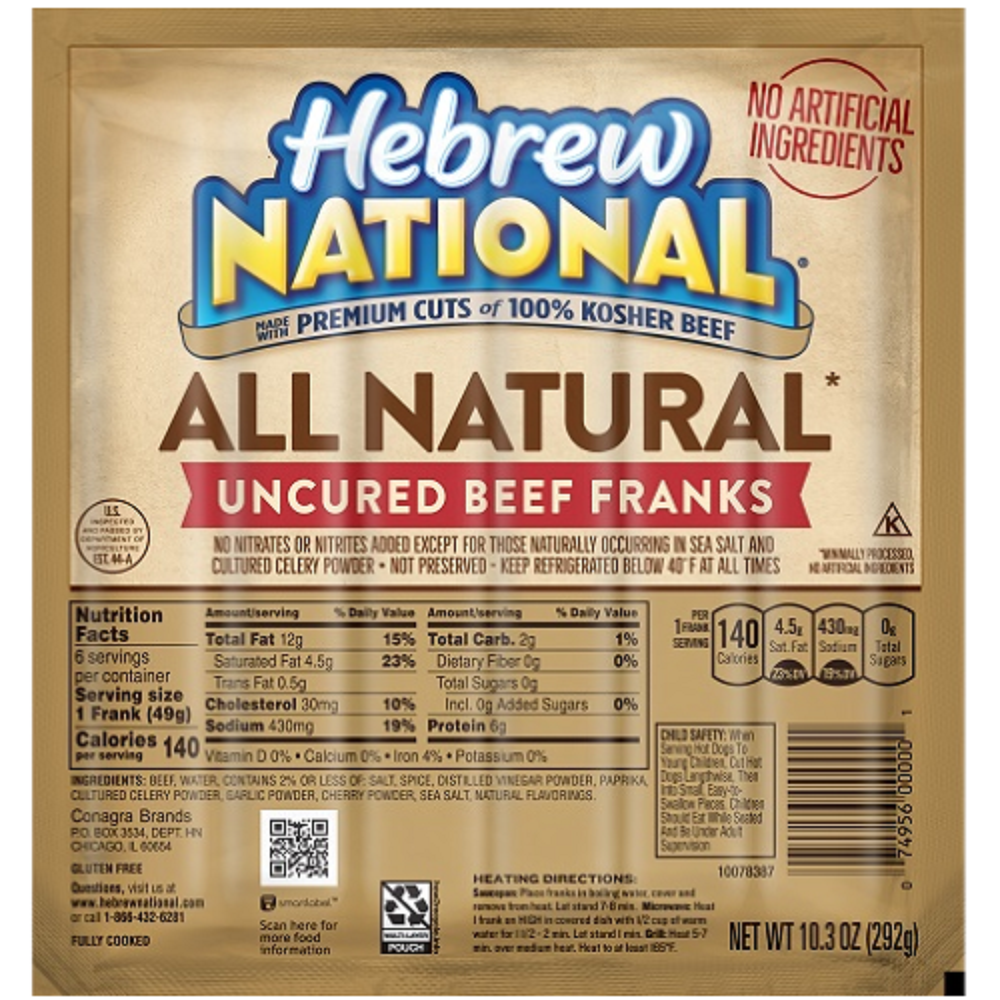 UPC 074956000001 product image for KHCH00339608 All Natural Uncured Beef Franks Meat, 10.30 oz | upcitemdb.com