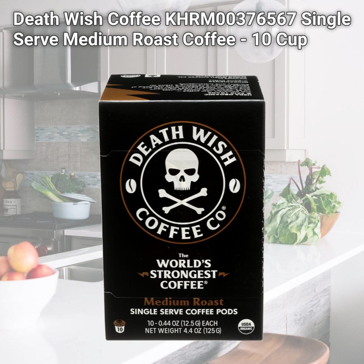 Picture of Death Wish Coffee KHRM00376567 Single Serve Medium Roast Coffee - 10 Cup