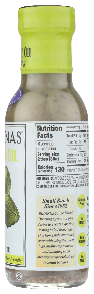 Picture of Briannas KHRM00381766 10 oz Herbal Vinegarette with Avacado Dressing
