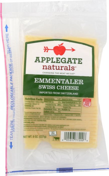 UPC 025317772006 product image for Applegate KHFM00044746 Natural Swiss Cheese Emmentaler - 8 oz | upcitemdb.com