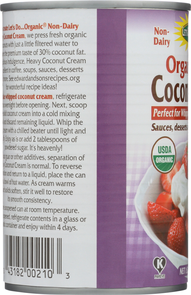 Picture of Lets Do KHLV00294368 13.5 oz Organic Heavy Coconut Cream 30 Percent Coconut Fat
