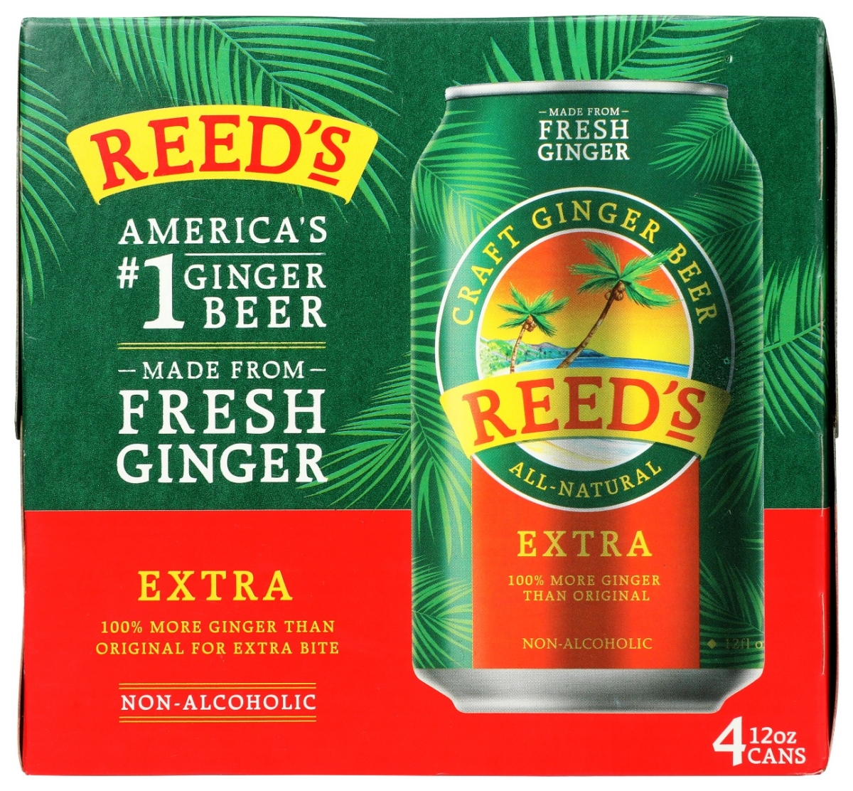 Picture of Reeds KHLV00346448 48 fl. oz Extra Ginger Beer - Pack of 4