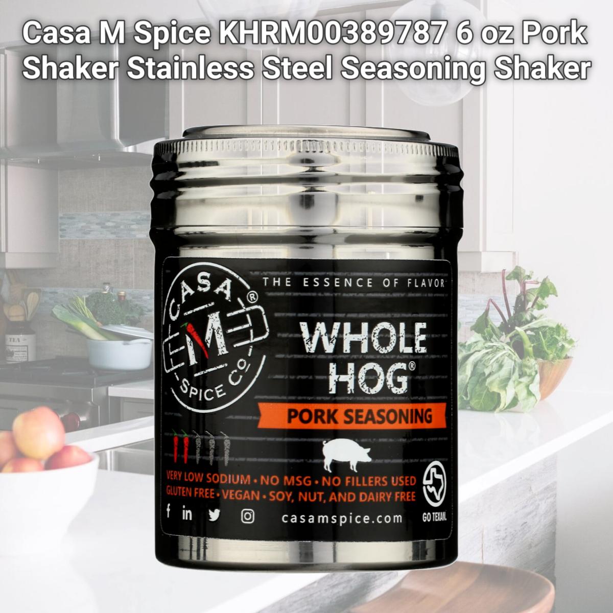 Picture of Casa M Spice KHRM00389787 6 oz Pork Shaker Stainless Steel Seasoning Shaker