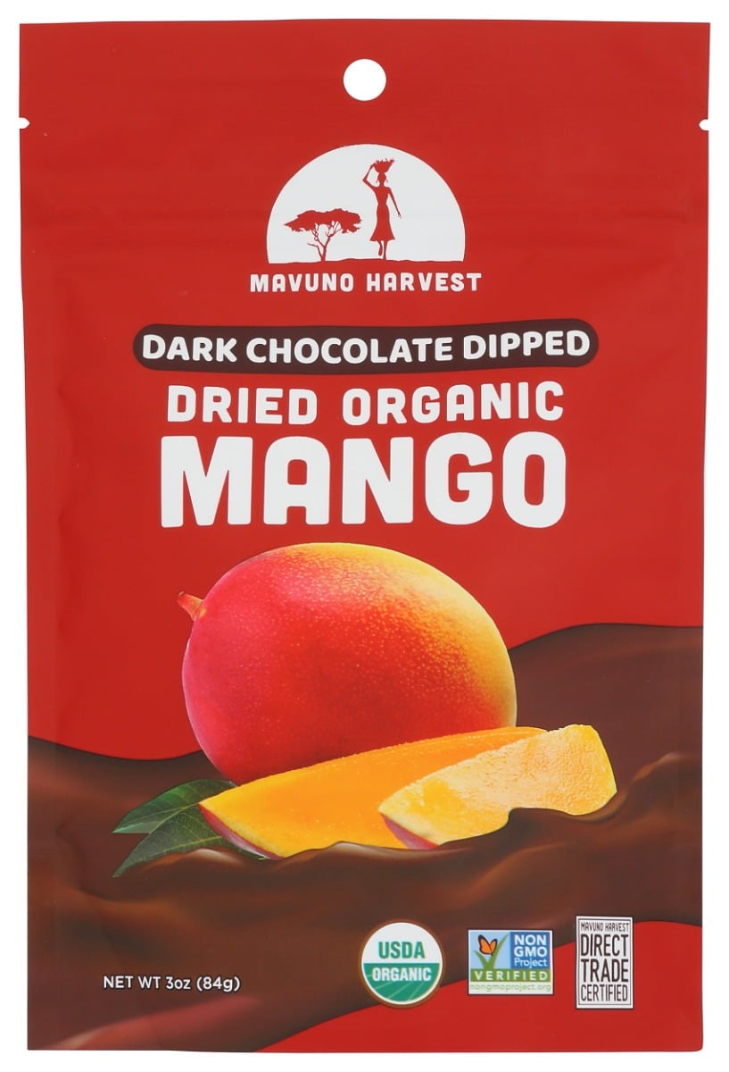 3 oz Organic Dried Mango Dipped in Dark Chocolate
