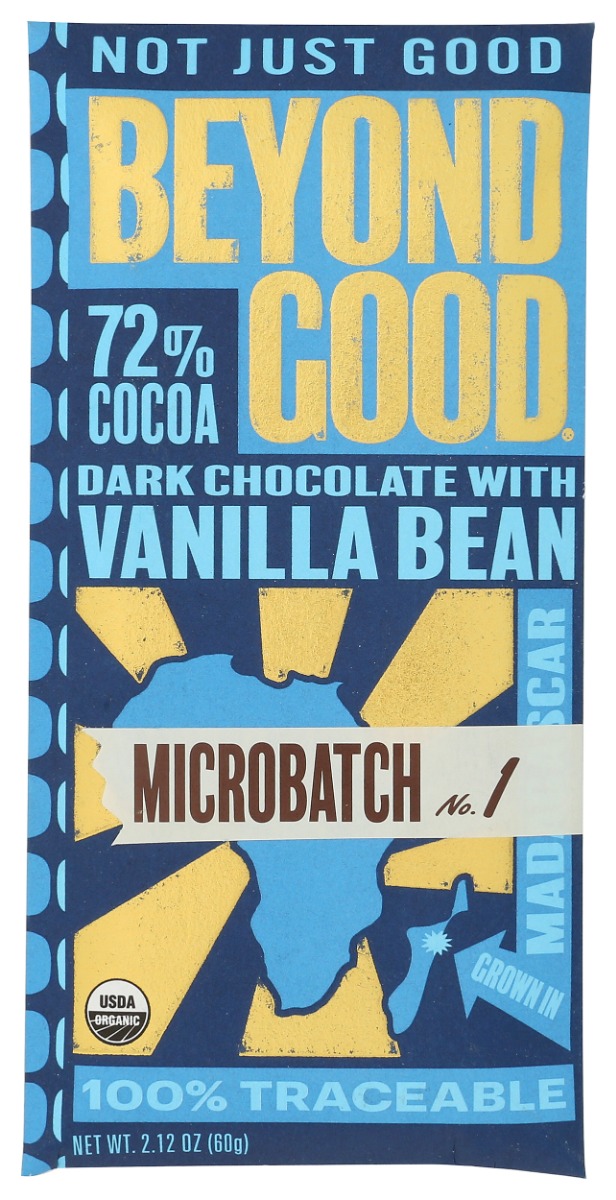 2.12 oz Micro Batch 72 Percent Dark Chocolate Bar with Vanilla Bean