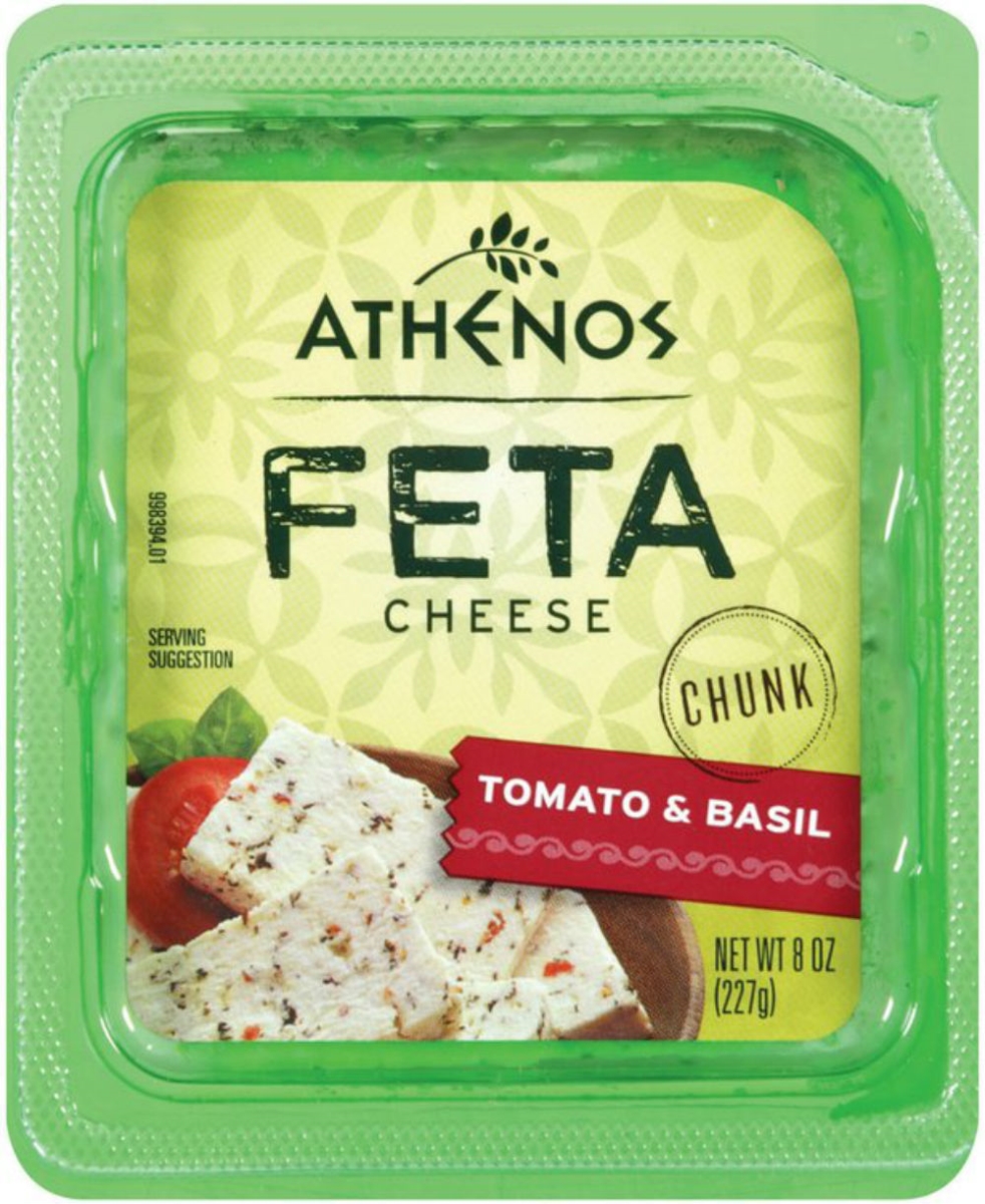 Athenos KHFM00034635 8 oz Cheese Chunk Feta Natural with Basil & Tomato Athenos KHFM00034635 8 oz Cheese Chunk Feta Natural with Basil & Tomato