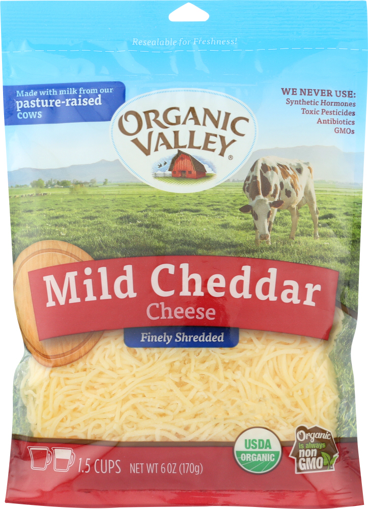 UPC 093966412109 product image for Organic Valley KHFM00702696 Organic Finely Shredded Mild Cheddar Cheese - 6 oz | upcitemdb.com