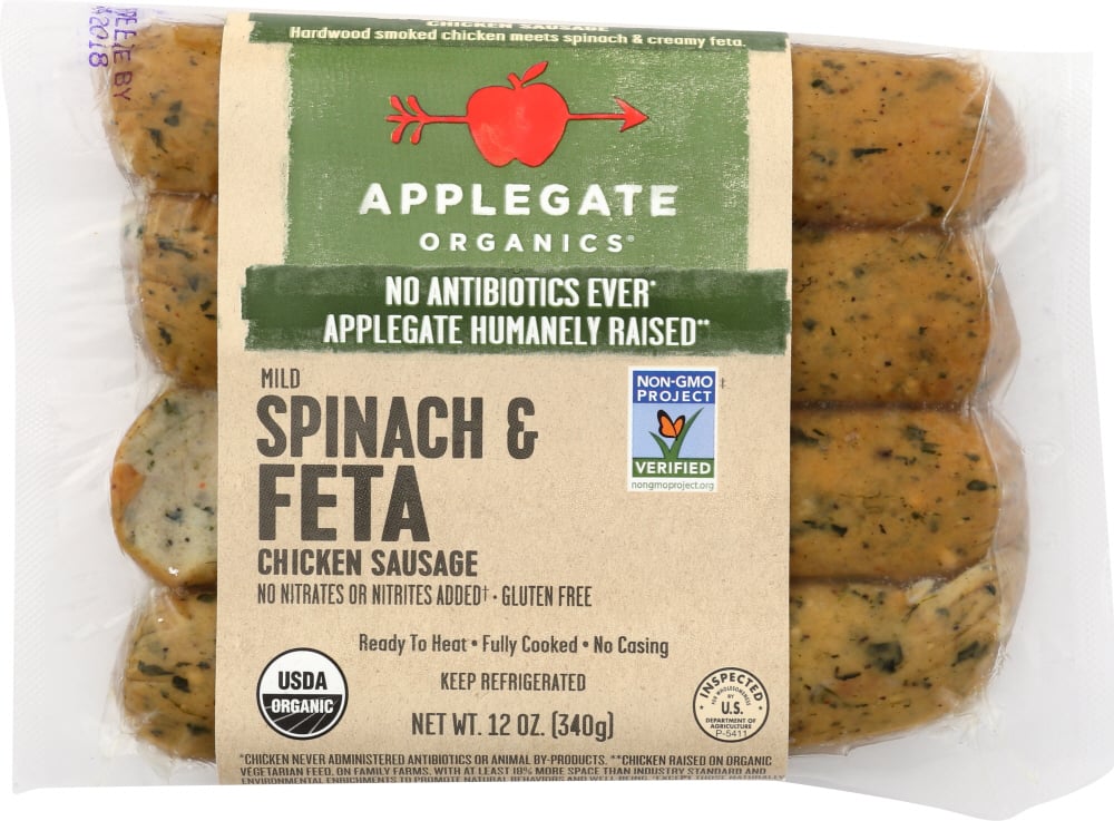 UPC 025317321006 product image for Applegate Farms KHFM00463786 12 oz Organic Spinach & Feta Chicken Turkey Sausage | upcitemdb.com