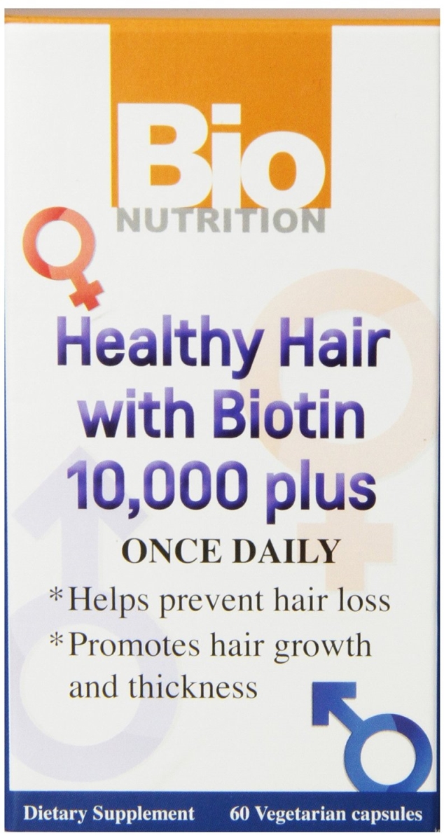 Bio Nutrition Khfm00338996 Healthy Hair With Biotin 10000 Plus Vegetarian Capsules, 60 Count