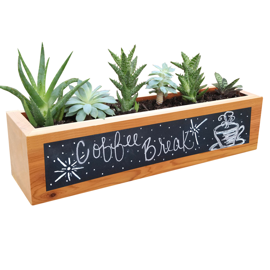 Sp-reccb 4 X 4 X 16 In. Rectangular Succulent Planter With Chalkboard - Pack Of 3