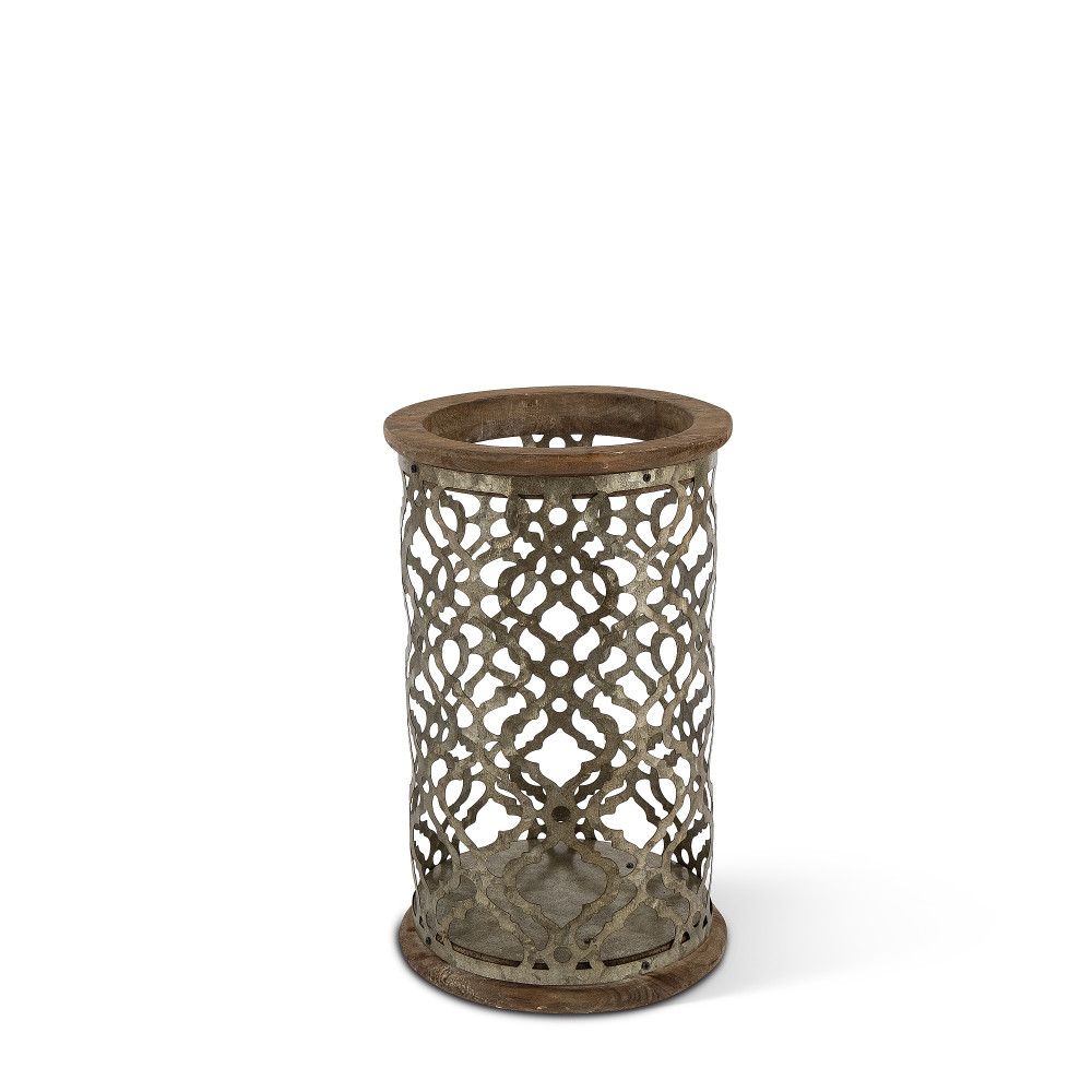 Gerson 44133ec 12.99 In. Tall Wood & Metal Flameless Candle Holder With Die-cut Ogee Pattern