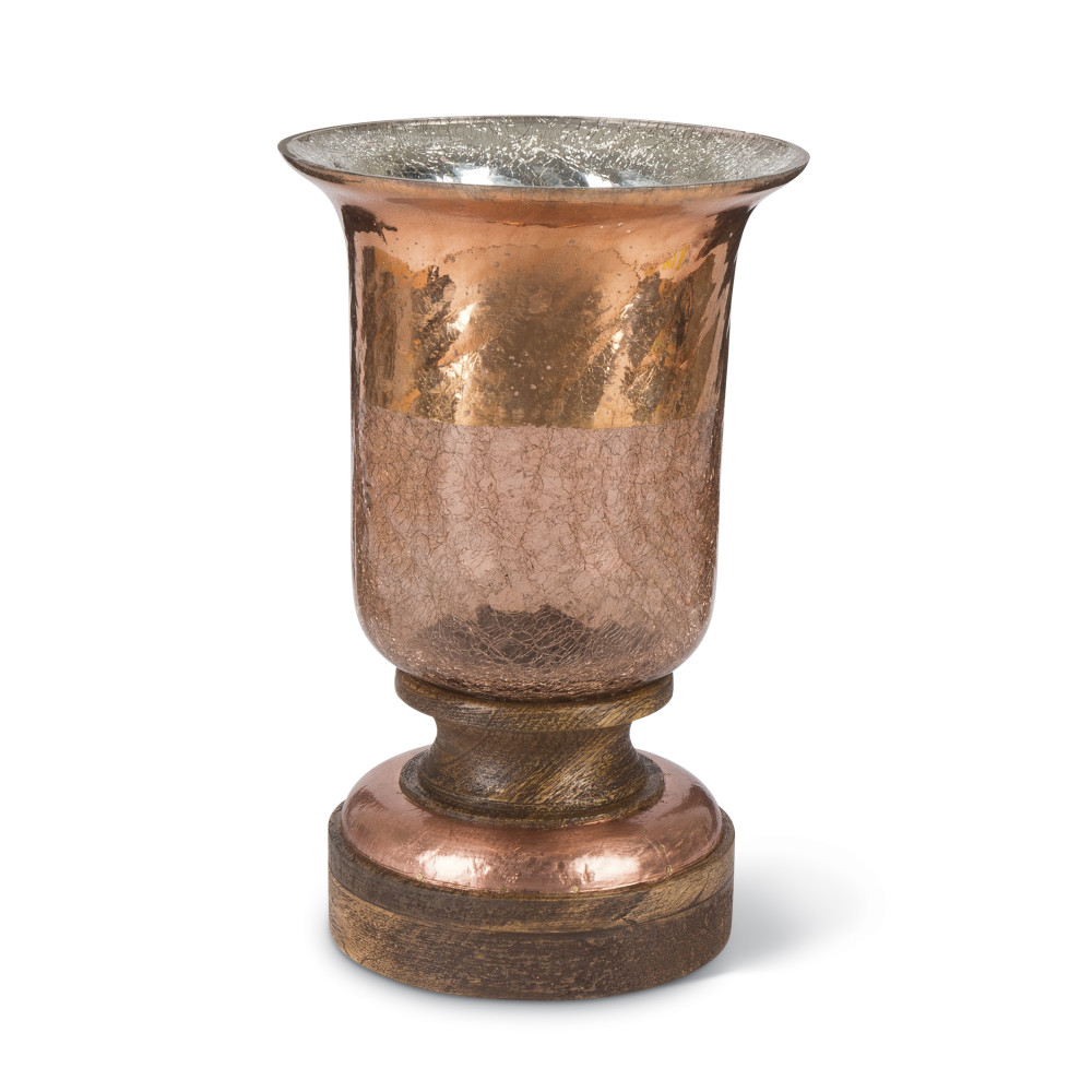 Gerson 94074ec 12 In. Crackle Glass Hurricane-top Flameless Candle Holder