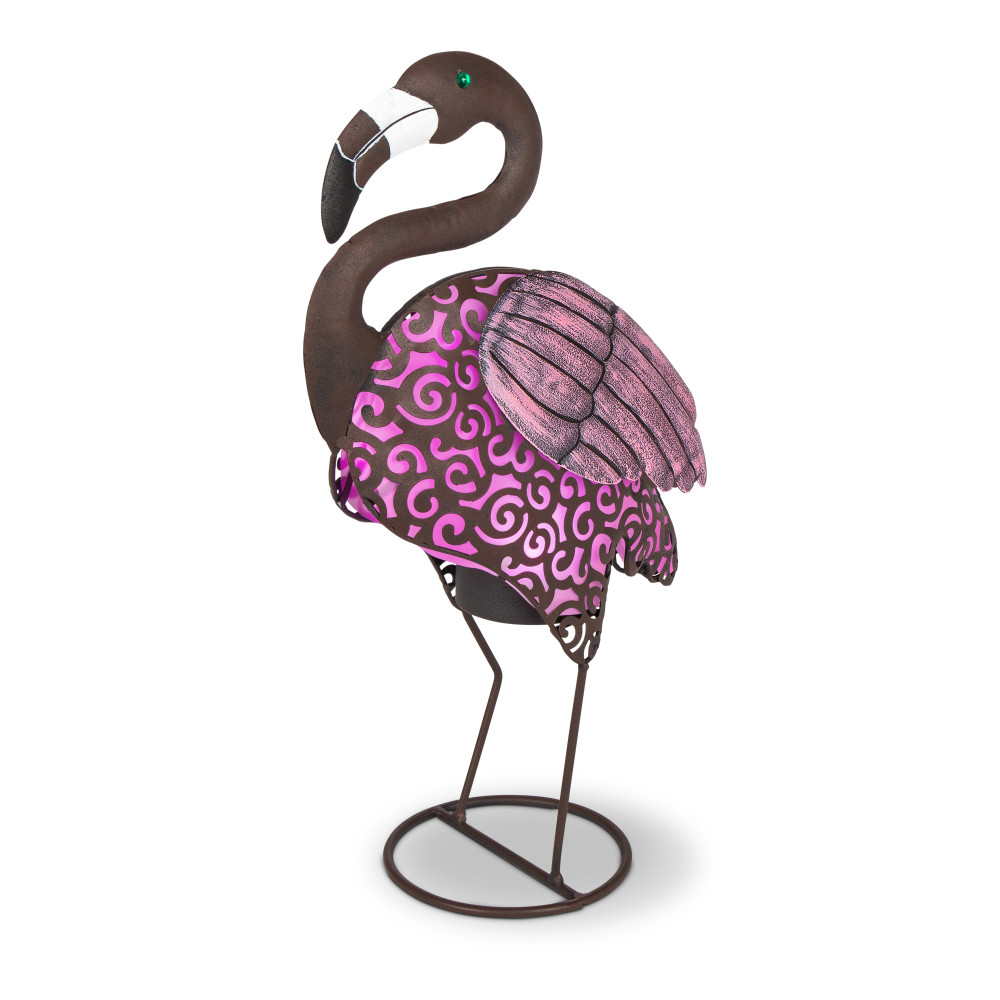 Gerson 71607ec 18.11 In. Tall Solar Powered Metal Flamingo Figurines With Pink Light