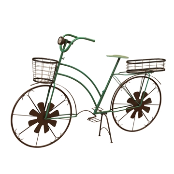 Gerson 2188480ec 53 In. Long Solar Powered Metal Antique-style Bicycle Plant Stand With Wind Spinner Spokes