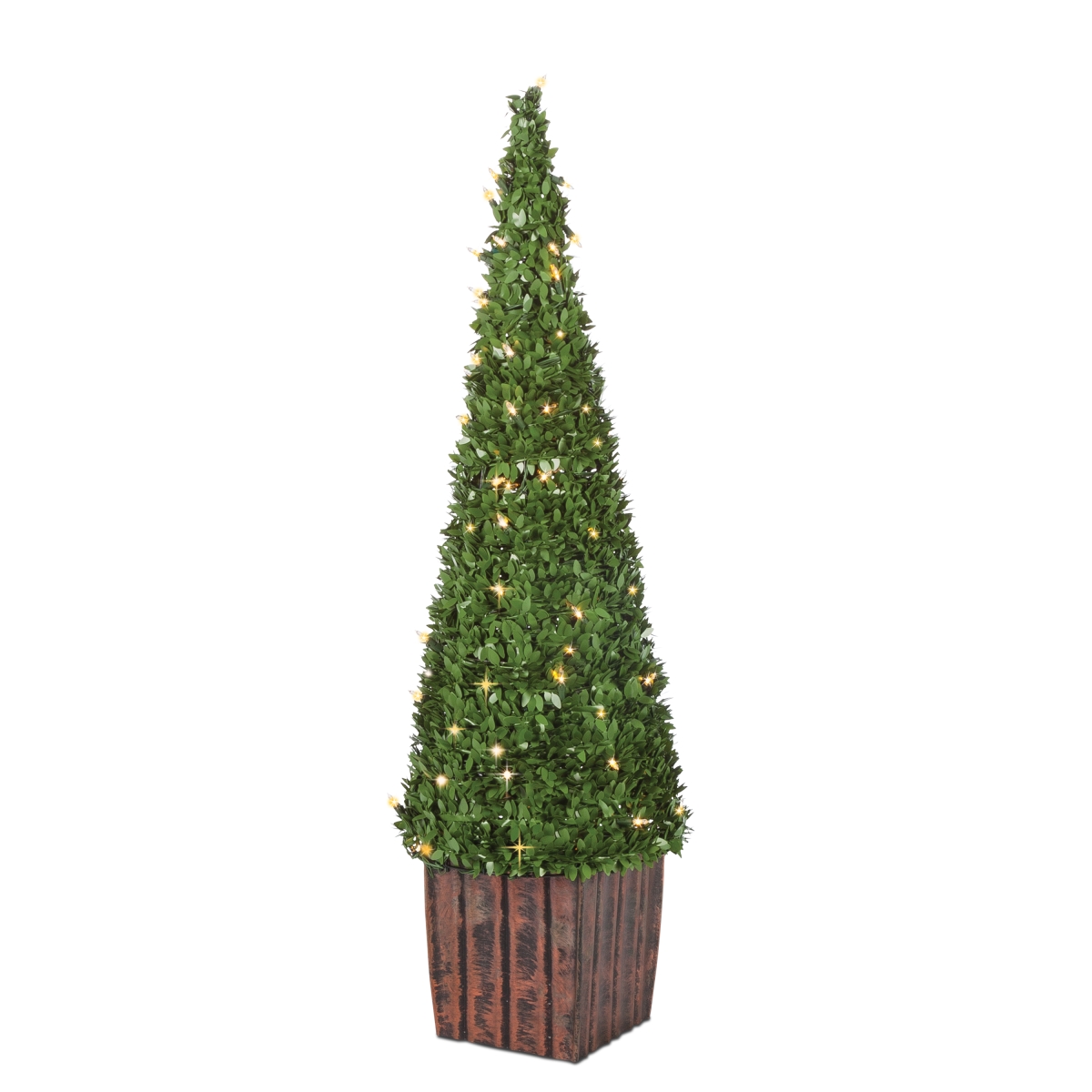 5257--35wwlede 3.5 Ft. Pre-lit Potted Faux Boxwood Tree With 100 Warm White Led Lights