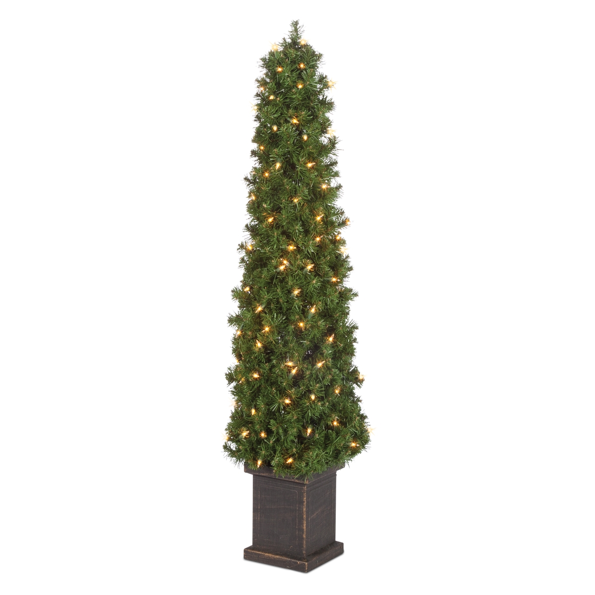 5220--40ce 4 Ft. Pre-lit Potted Tower Tree With Round Tips & 100 Clear Lights