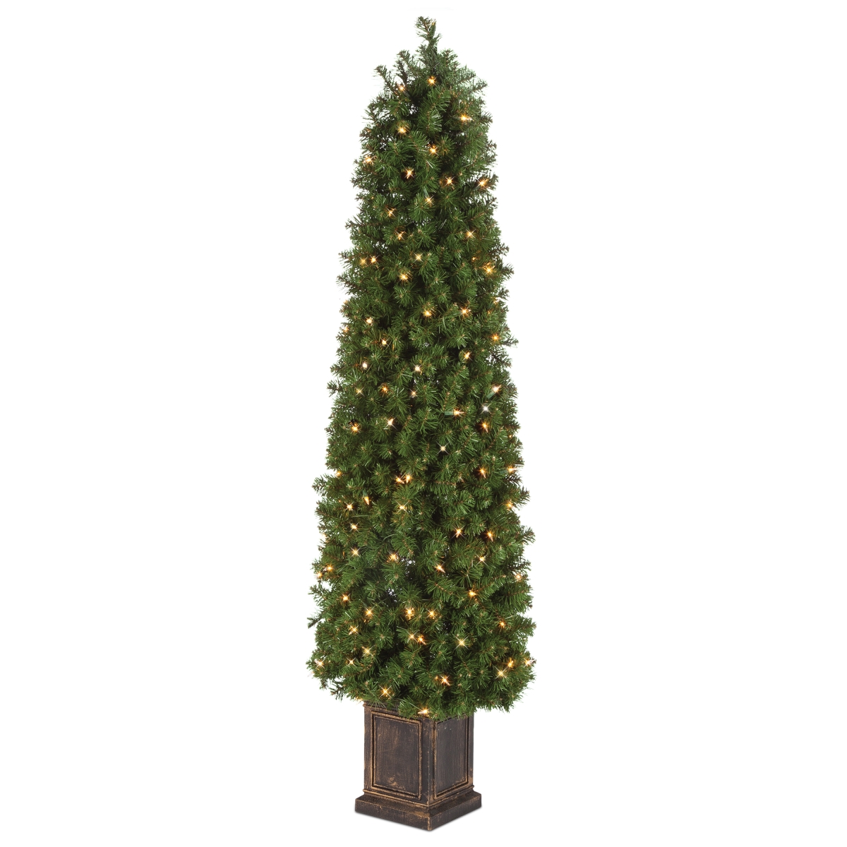 5220--50ce 5 Ft. Pre-lit Potted Tower Tree With Round Tips & 150 Clear Lights