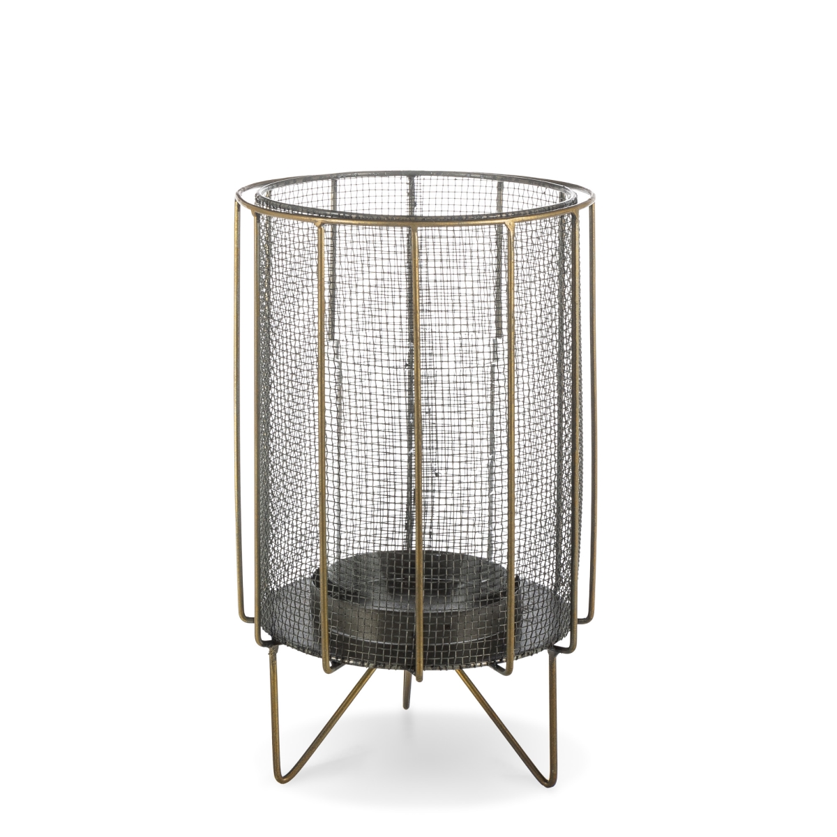 Gerson 44670ec 12 In. Black Mesh Metal Candle Holder With Antique Gold Legs & Accents