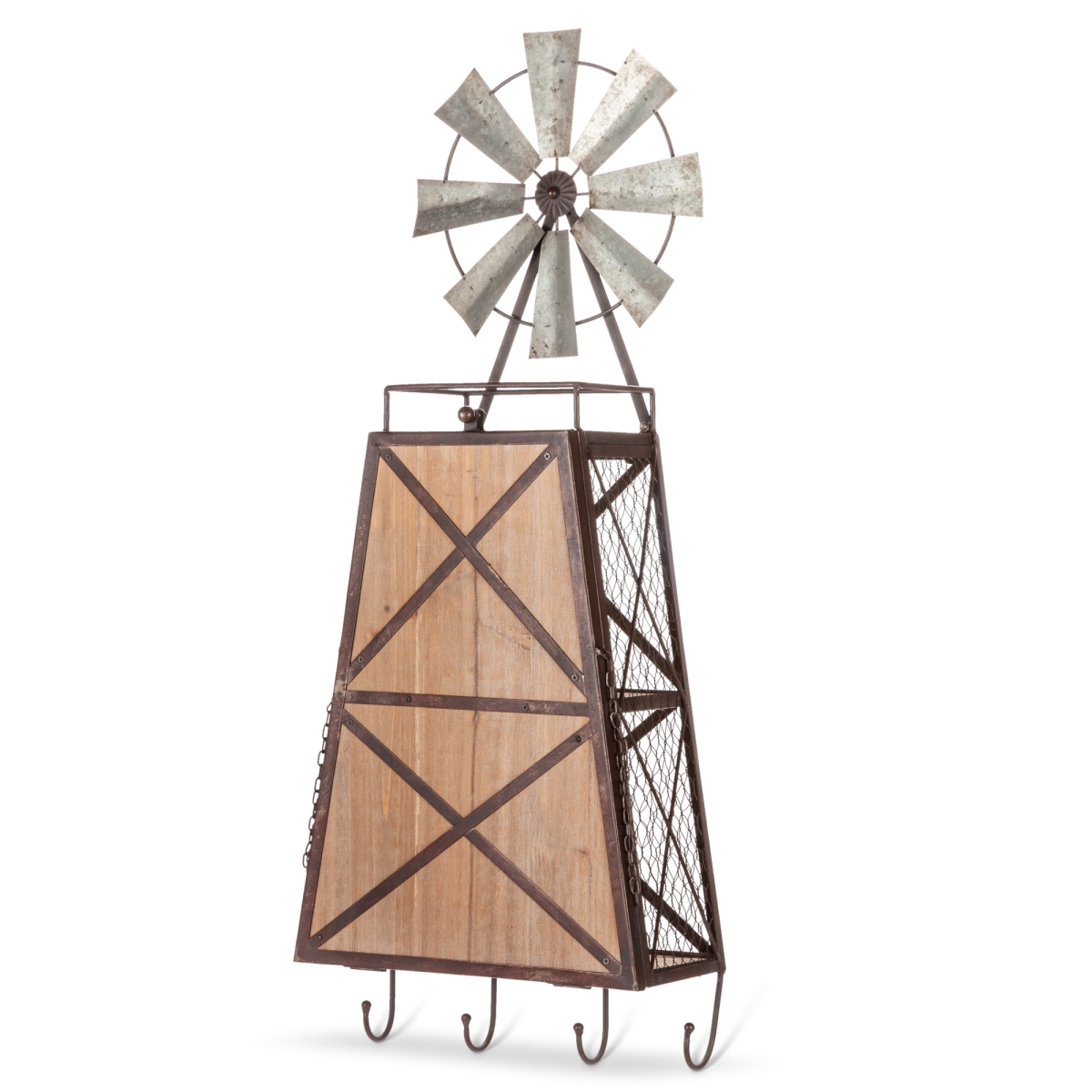 Gerson 94599ec 35 In. Wood & Metal Windmill Beverage Bar With Drop Down Bar & Hanging Drinkware Holder - Multi Color