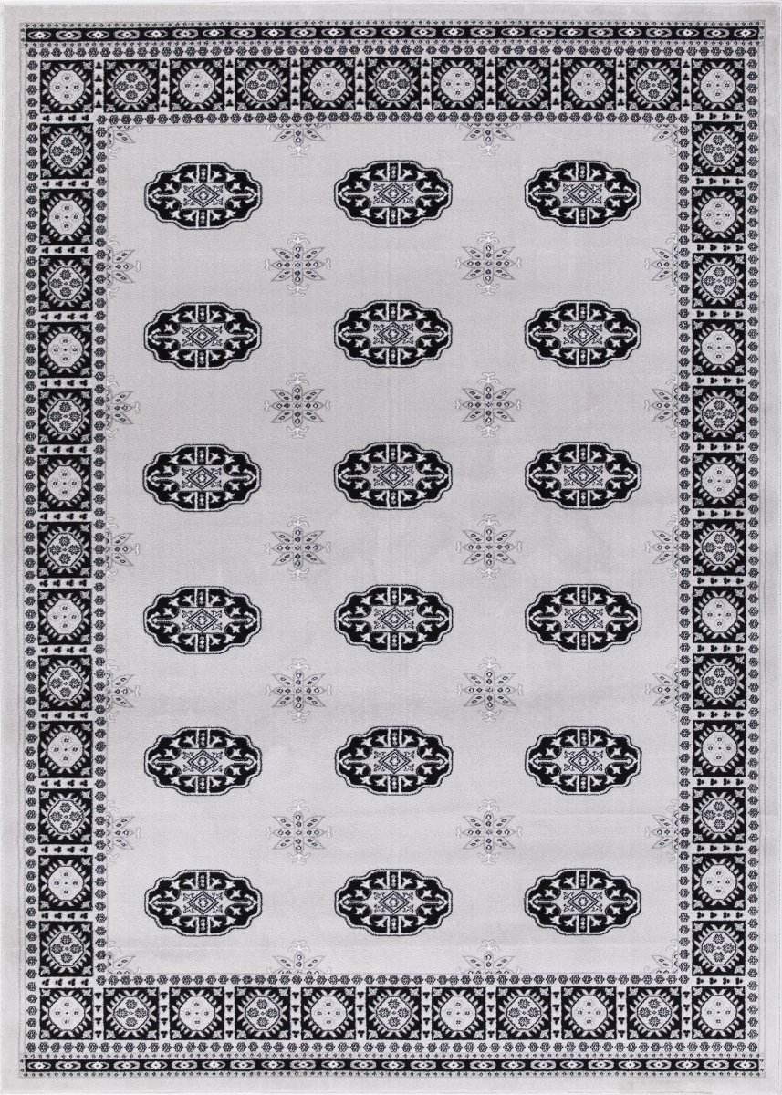 C483.03.gy.8x11 8 X 11 Ft. Classic Bokhara Traditional & Oriental Rug, Gray & Black