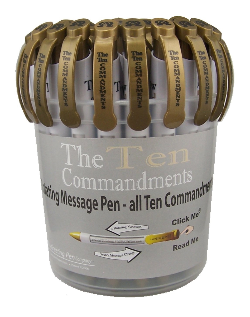 9230 10 Commandments Scripture Pen With Canister Rotating Messages - Pack Of 36