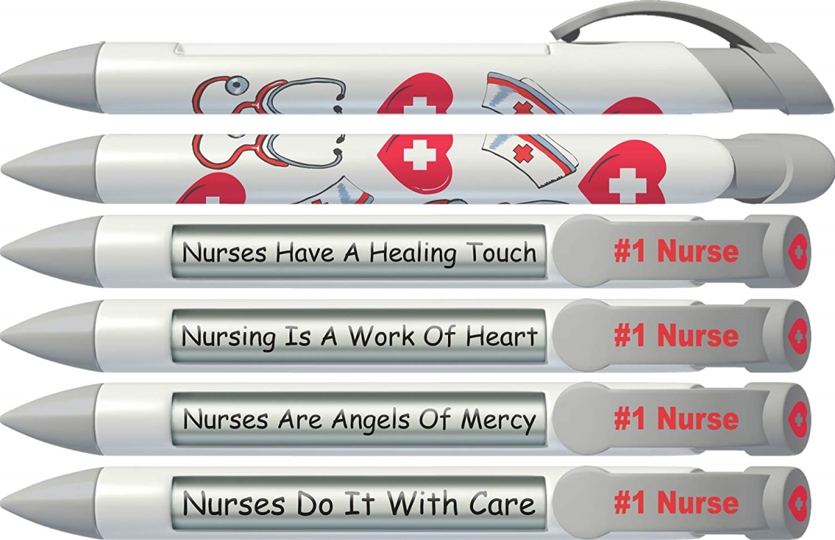 36546 No 1 Nurse Pen With Rotating Messages - Pack Of 6