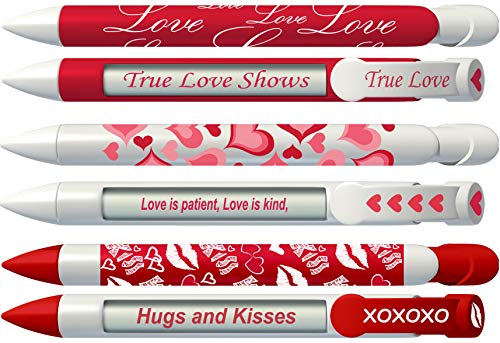 36569 Love Pen Set With Rotating Messages - Pack Of 6