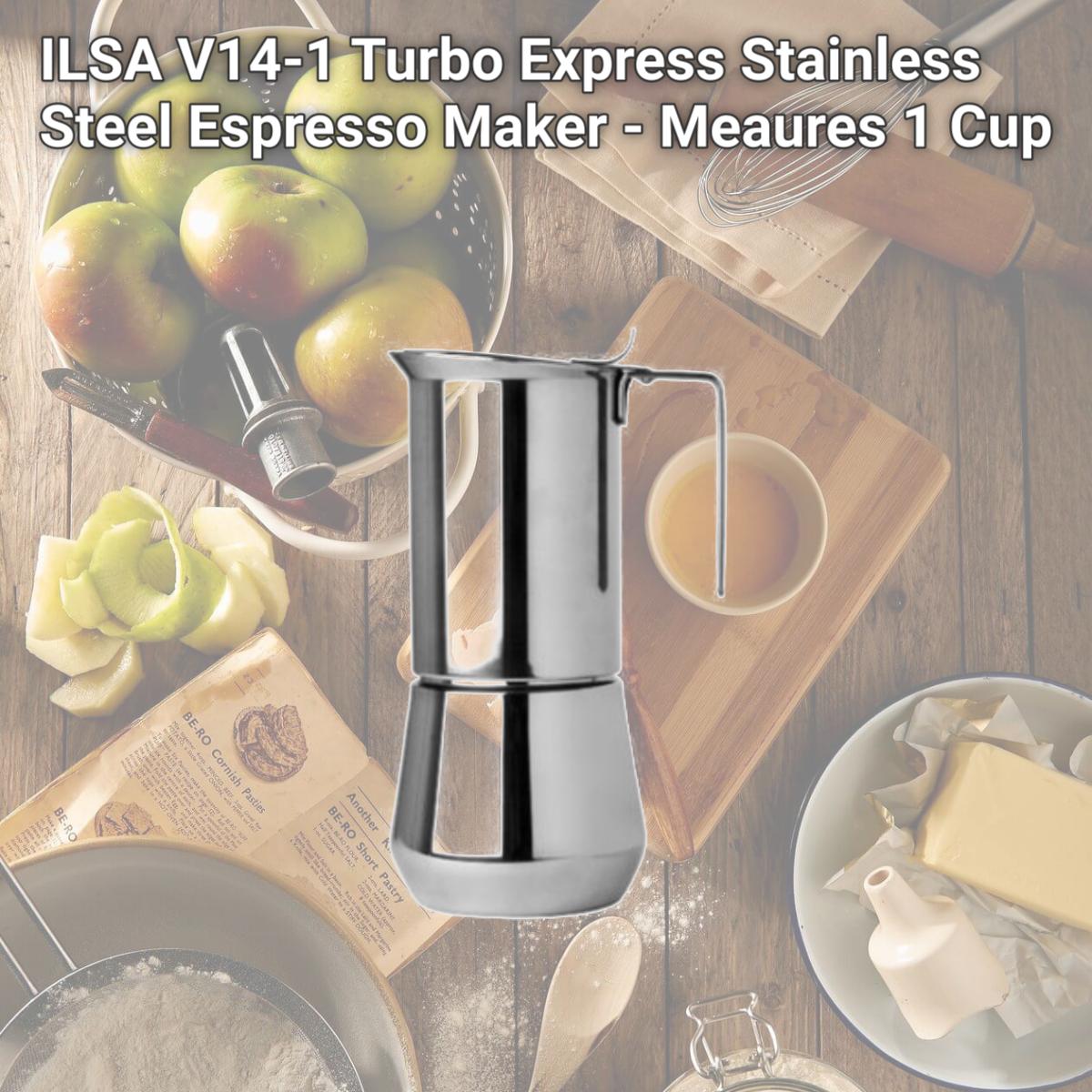 Picture of ILSA V14-1 Turbo Express Stainless Steel Espresso Maker - Meaures 1 Cup