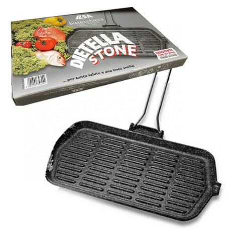 V205s 9 X 14.5 In. Cast Iron Grill-stone Effect Rectangular-enamel Coated With Removable Handle