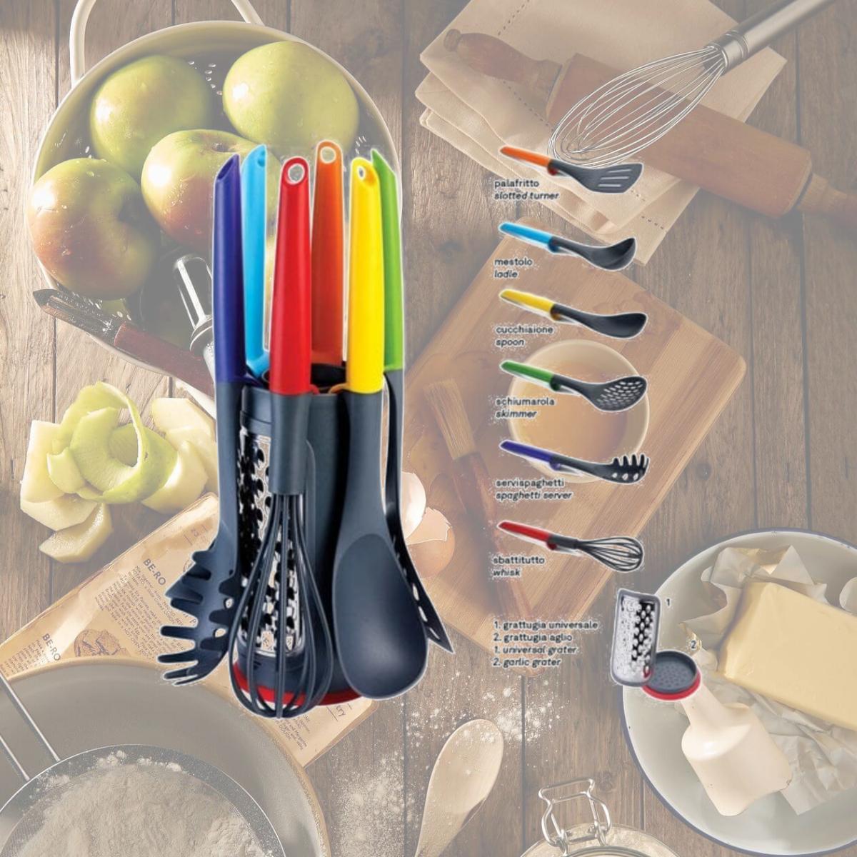 Picture of Ghidini V366 Nylon Tools Set with Grating Stand - Set of 6