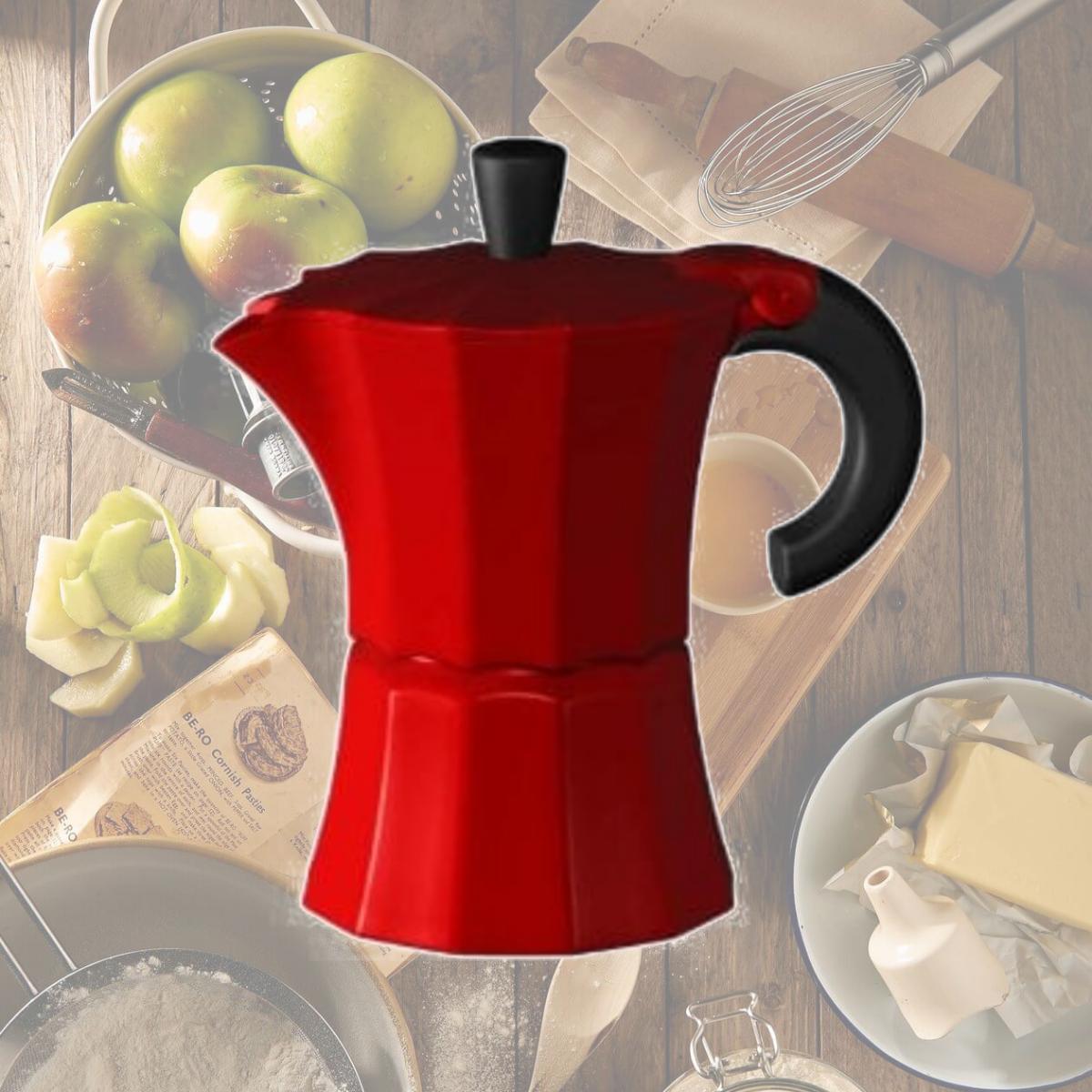 Picture of Gnali &amp; Zani V210R-1 Morosina Express Stovetop Espresso Makers - Red Measures  - 1 Cup