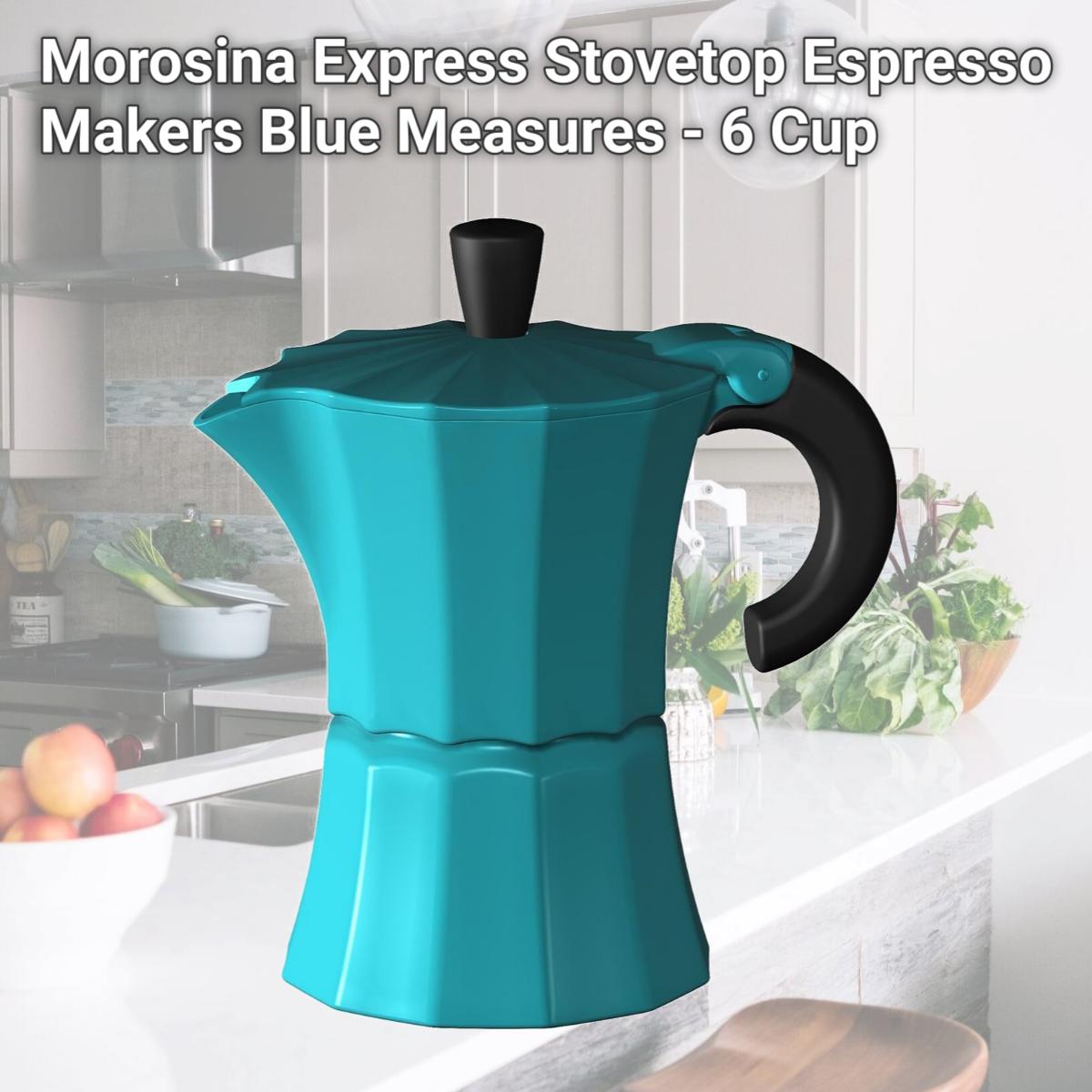 Picture of Gnali &amp; Zani V210B-6 Morosina Express Stovetop Espresso Makers  Blue  Measures  - 6 Cup
