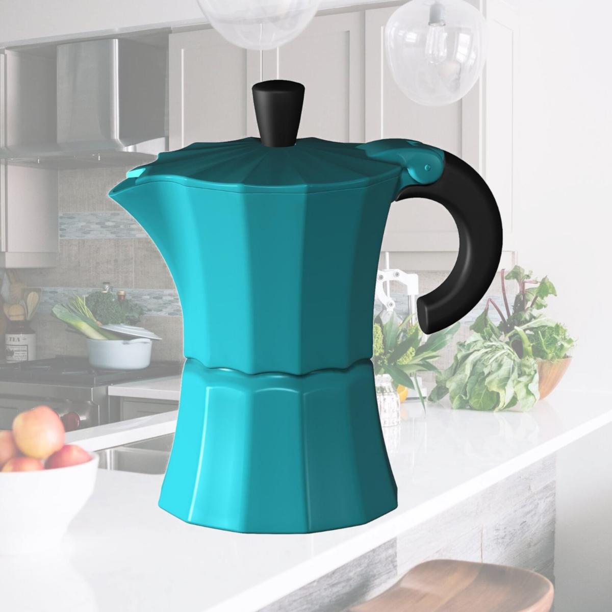 Picture of Gnali &amp; Zani V210B-6 Morosina Express Stovetop Espresso Makers  Blue  Measures  - 6 Cup