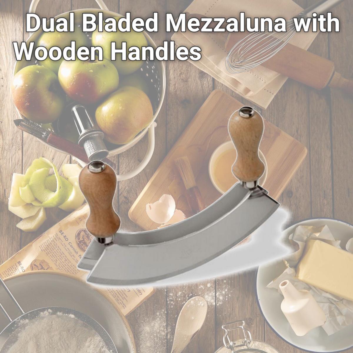 Picture of Calder V120 Dual Bladed Mezzaluna with Wooden Handles