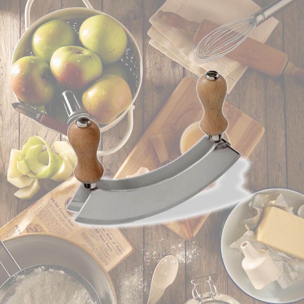 Picture of Calder V120 Dual Bladed Mezzaluna with Wooden Handles