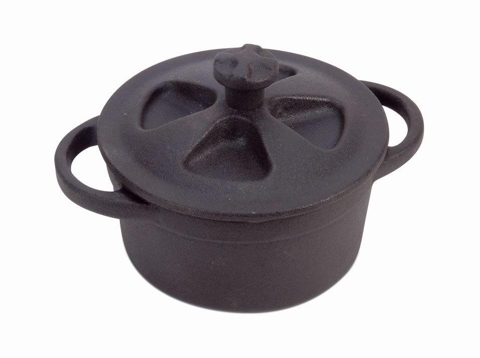 V145b 4 In. Mini Cocotte - Round With Lid, Black