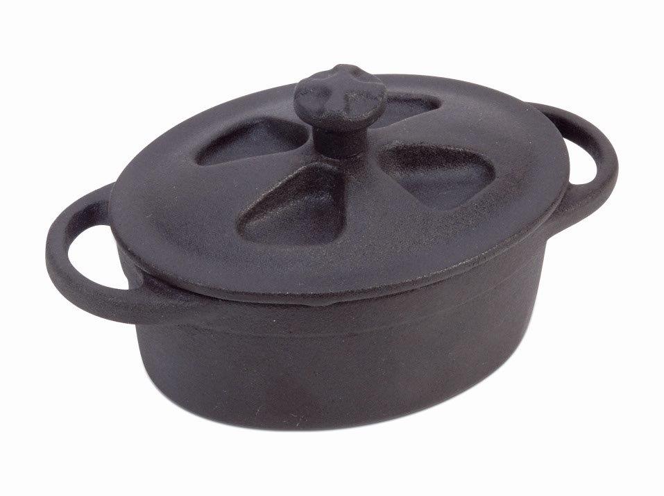V146b 5 X 3.75 In. Mini Cocotte - Oval With Lid, Black
