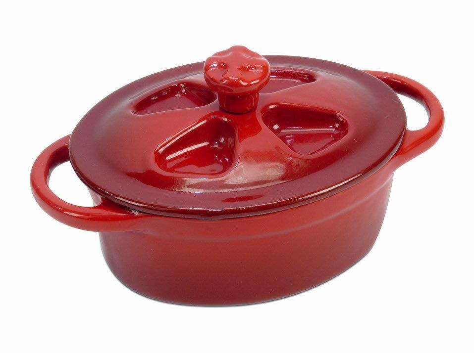 V146r 5 X 3.75 In. Mini Cocotte - Oval With Lid, Red