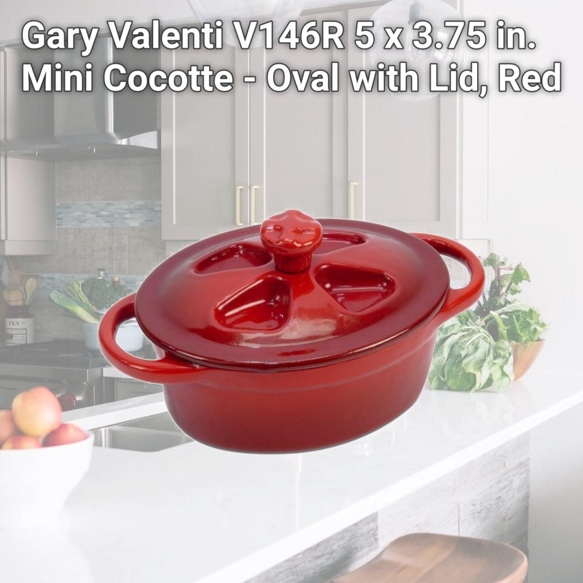 Picture of Gary Valenti V146R 5 x 3.75 in. Mini Cocotte - Oval with Lid, Red