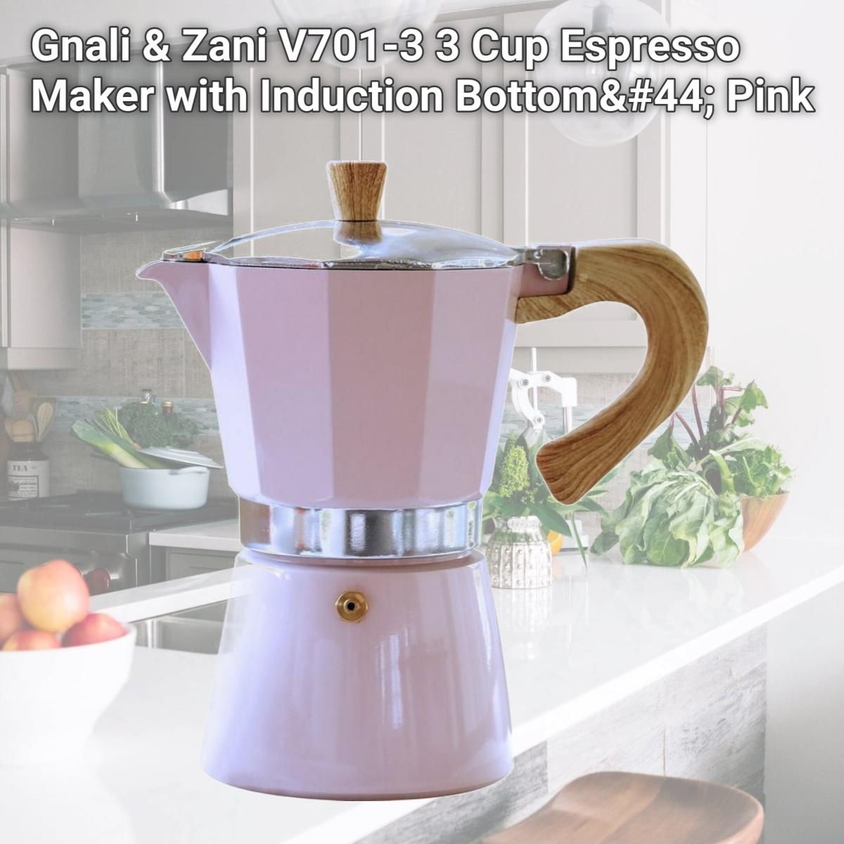 Picture of Gnali & Zani V701-3 3 Cup Espresso Maker with Induction Bottom, Pink