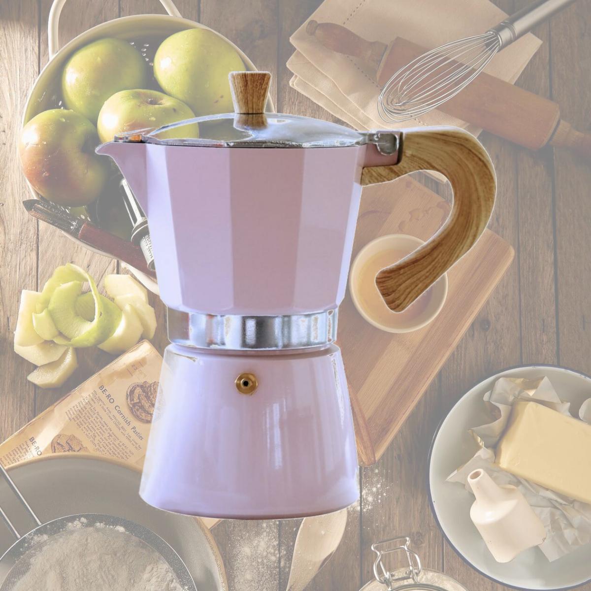 Picture of Gnali & Zani V701-3 3 Cup Espresso Maker with Induction Bottom, Pink