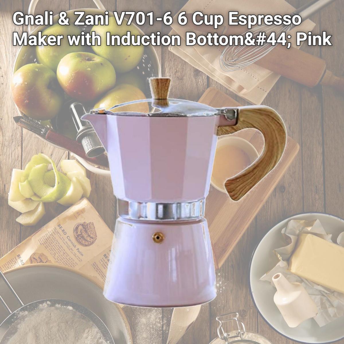 Picture of Gnali & Zani V701-6 6 Cup Espresso Maker with Induction Bottom, Pink