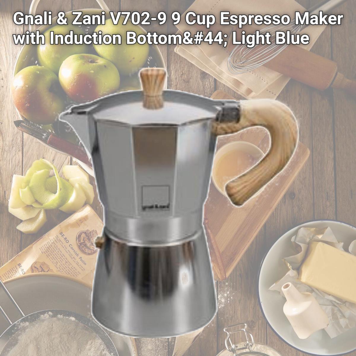 Picture of Gnali & Zani V702-9 9 Cup Espresso Maker with Induction Bottom, Light Blue